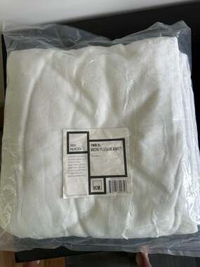 OCM Twin XL Micro Plush Blanket in White